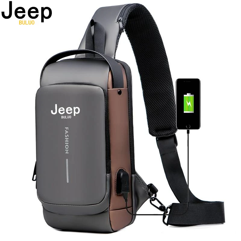 JEEP BULUO Brand High Quality Men Chest Sling Bags Motorcycle Crossbody Shoulder Bag Travel Pack Anti-theft Male Fashion Hot New