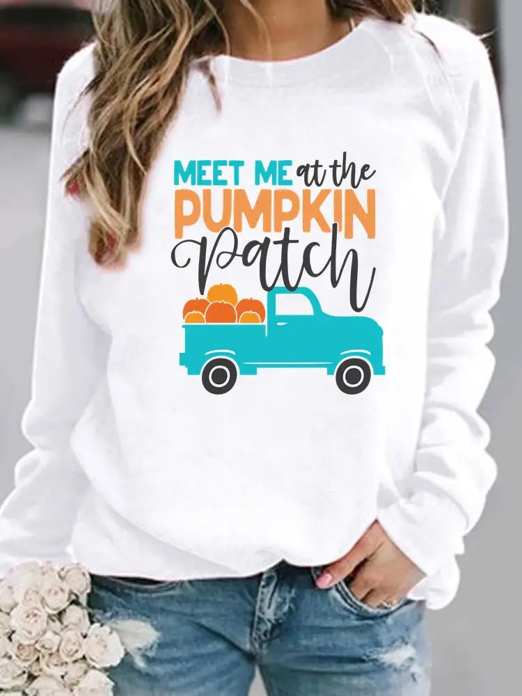 

Halloween Fall Autumn Women Casual Pullovers Pumpkin Thanksgiving Truck Female Spring Hoodies Print Woman Graphic Sweatshirts