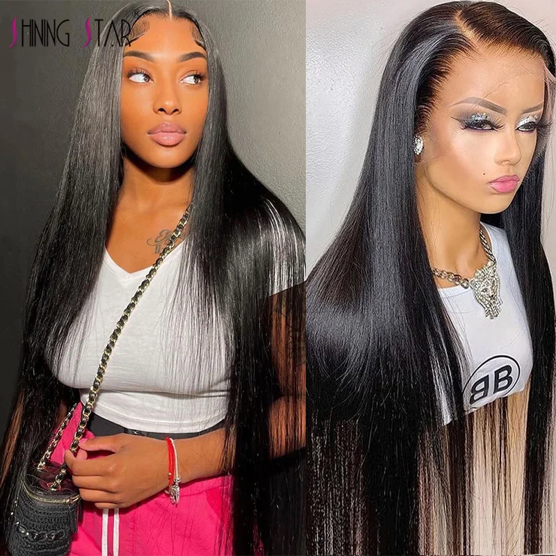 

13X4 Lace Front Human Hair Wigs PrePluck Natural Black Lace Frontal Wig Bone Straight Brown Colored Lace Frontal Wigs For Women