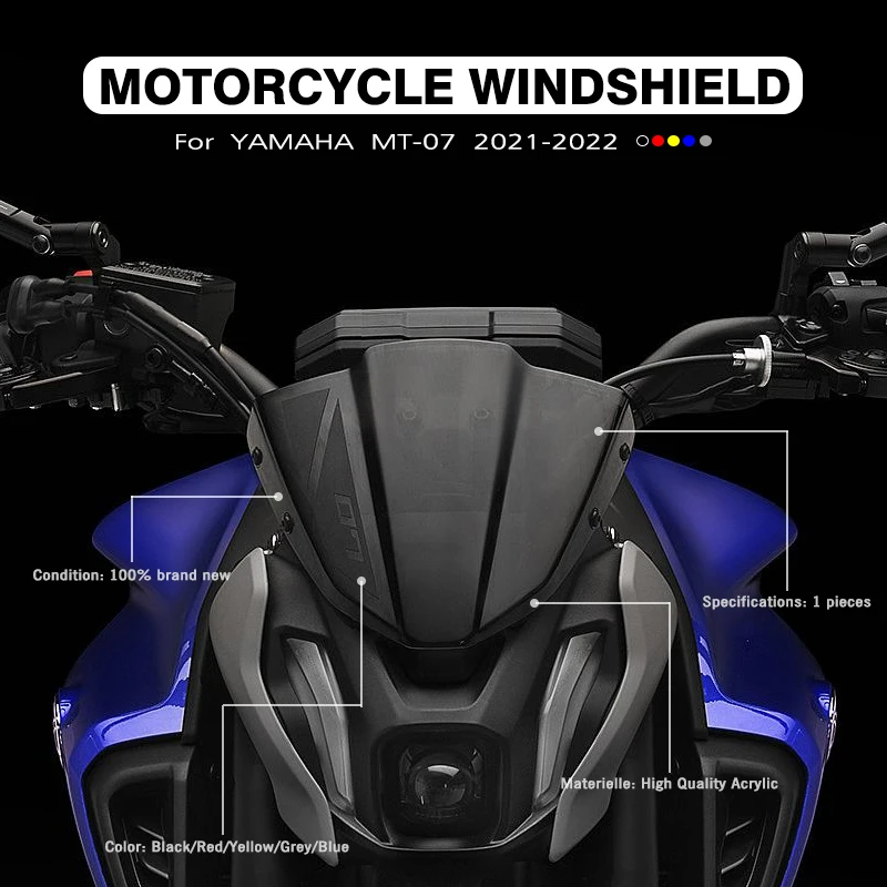 MTKRACING для YAMAHA MT-07 MT07 MT 07 ветровое стекло аксессуары мотоциклов fz fz07 ven screen 2021 2022 |