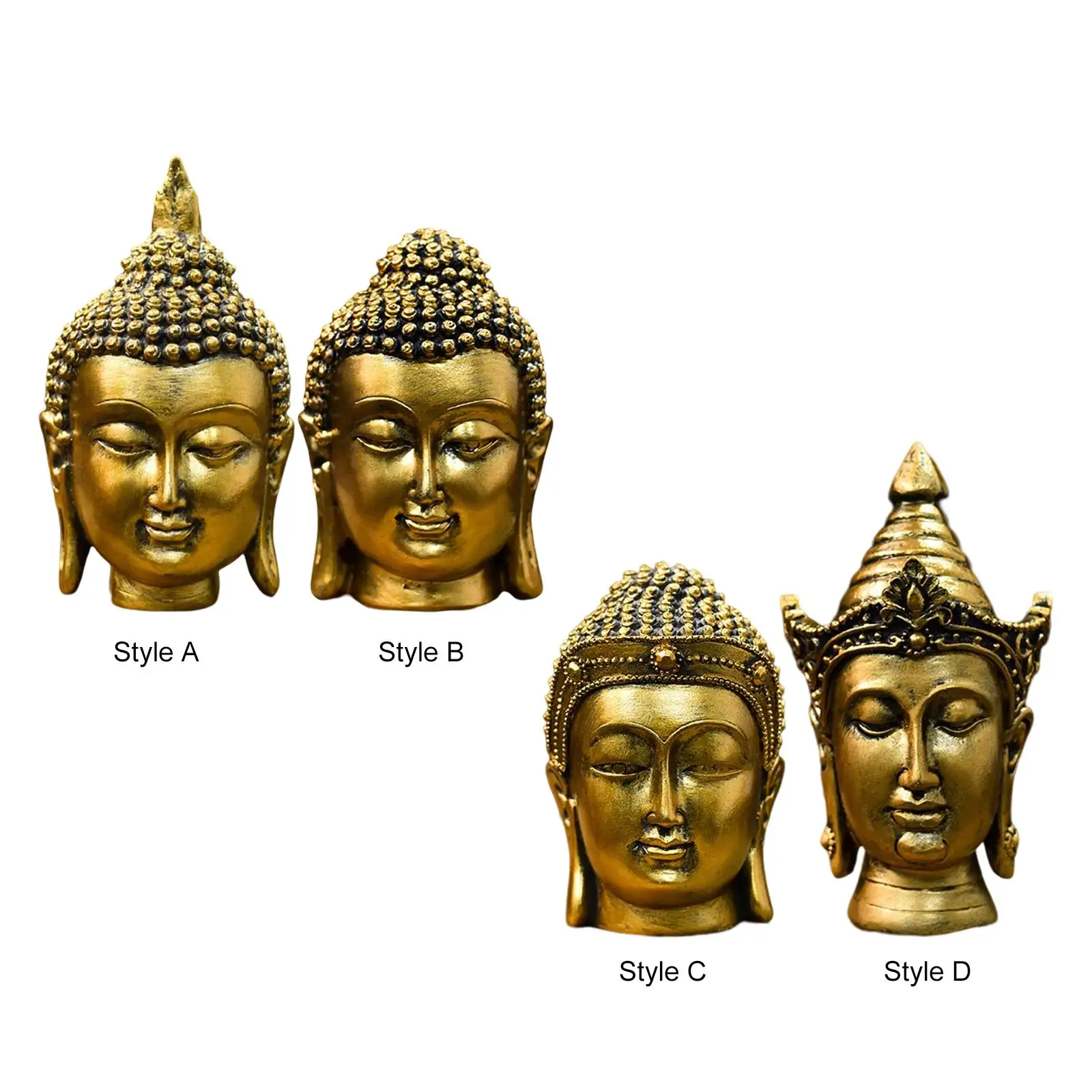 

Small Buddha Head Figurine Gift Ornament Artwork Statue for Home Art Decorations