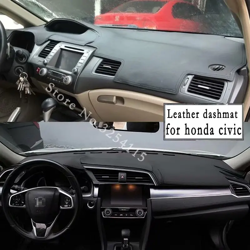 

Кожаный коврик для приборной панели для Honda Civic Sedan 2006-2022, чехол для приборной панели, коврик для приборной панели, под заказ 2011, 2012, 2015, 2016, 2107