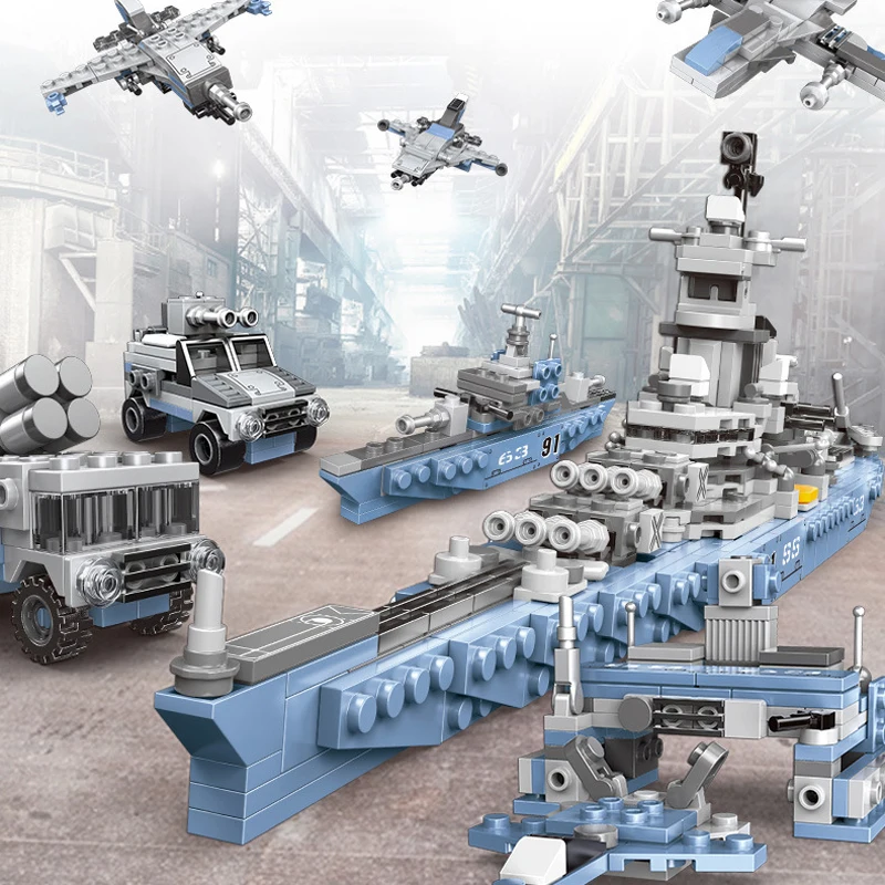 

Современный военный строительный блок 8 в 1 USS Миссури, строительный блок, боевой робот мировой войны, скоростной корабль, боевой самолет, бро...