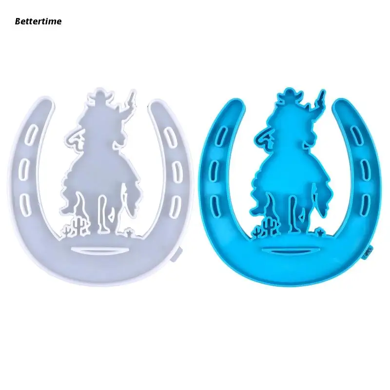 

B36D Diy Cowboy Rider Wall Pendant Decor Horseshoe Desktop Ornament Silicone Mold