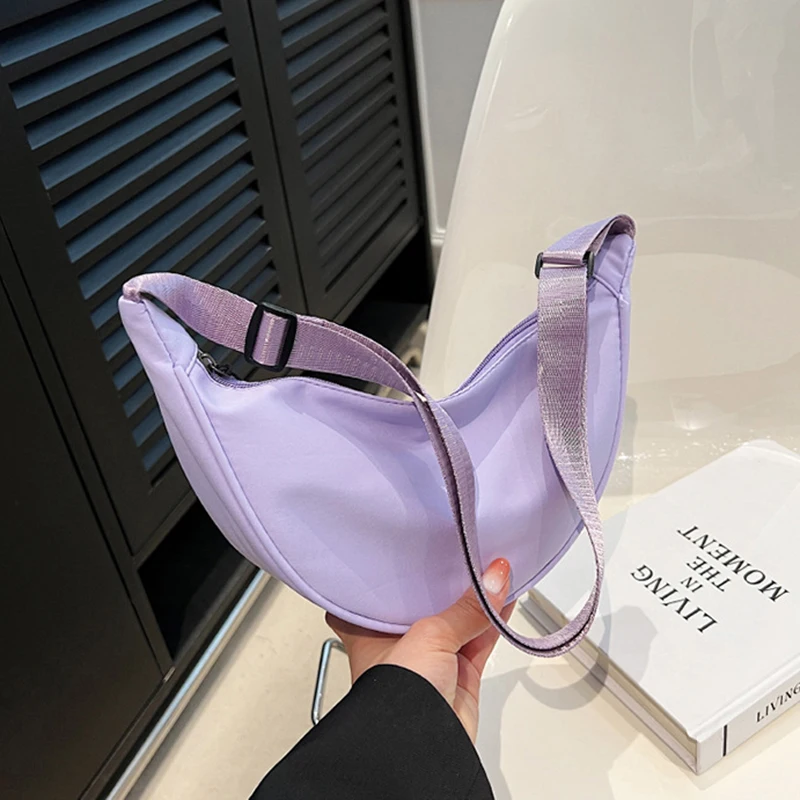 Модная Однотонная Женская Сумка Через Плечо Нейлоновая В Форме Бродяги С