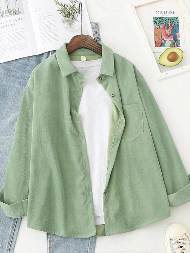 Вельветовые рубашки WERF Женские топы и блузки с длинным рукавом Весенняя женская