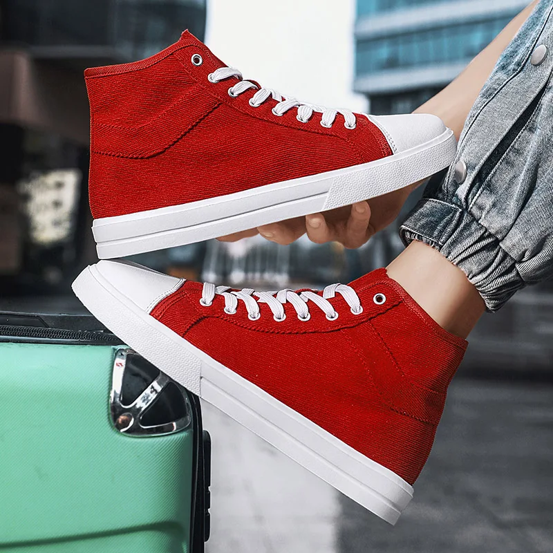 Туфли мужские в стиле ретро для скейтборда универсальные высокие дышащие