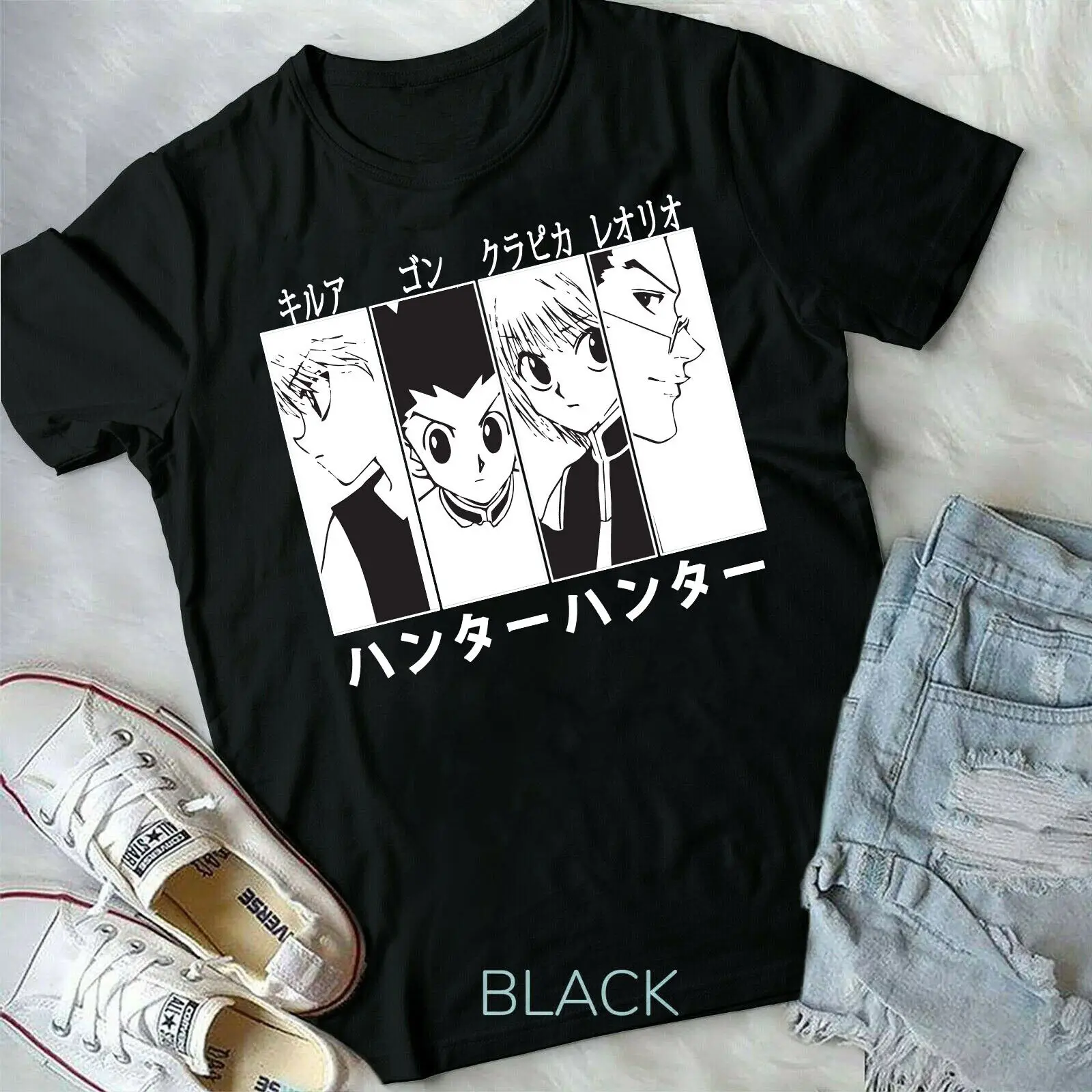 Hunter X Gon Killua Leorio Kurapika HXH аниме манга футболка унисекс