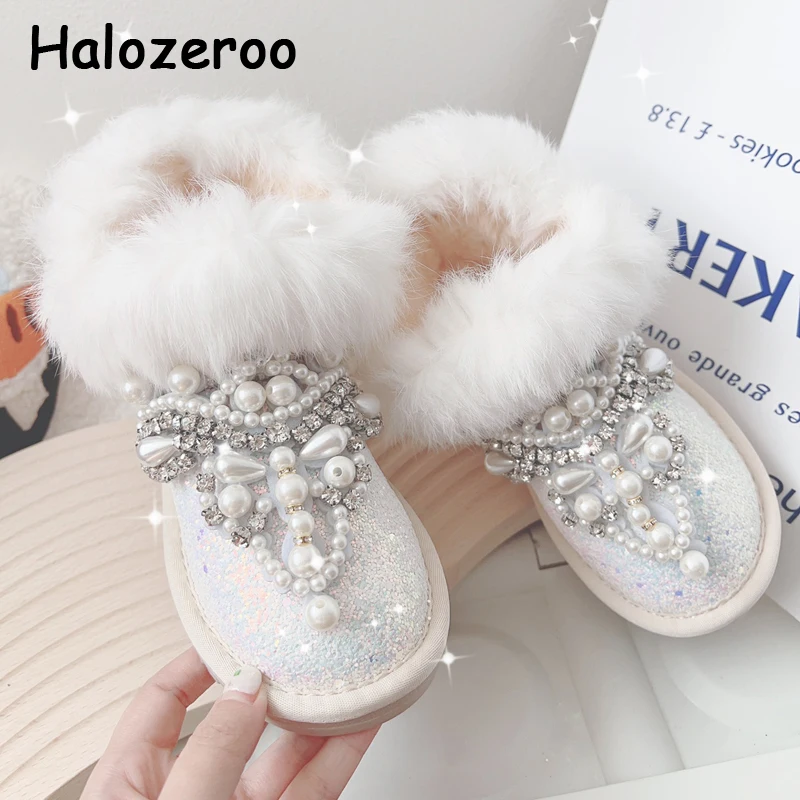 

Детские зимние ботинки со стразами, на меху