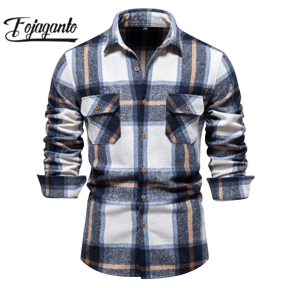 

Уличная Повседневная рубашка FOJAGANTO 2023 для мужчин, клетчатая облегающая дышащая рубашка, высококачественный дизайн, популярная уличная одежда, повседневная рубашка для мужчин