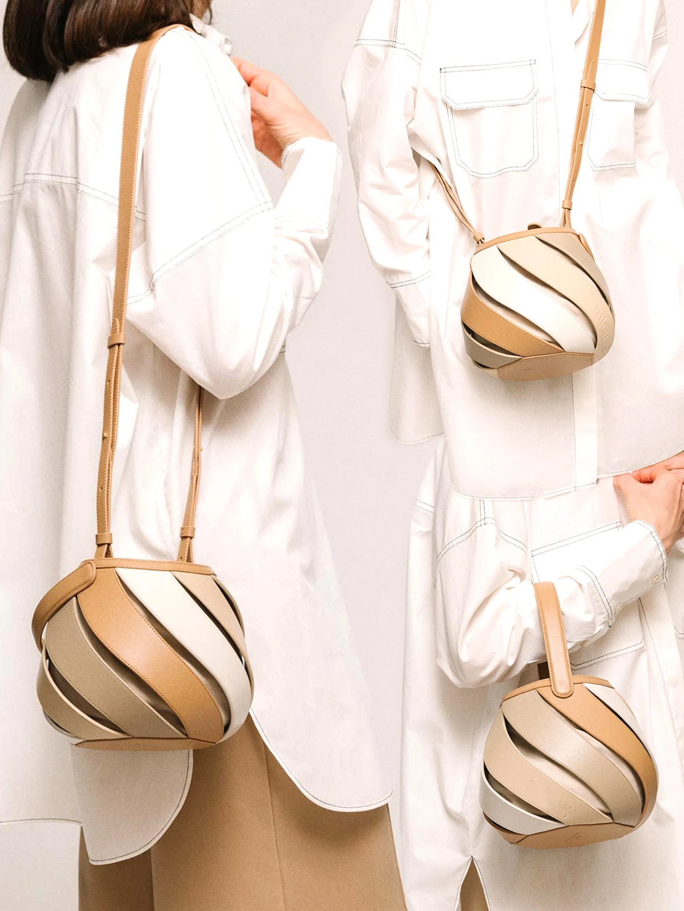 CEZIRA Niche Brand PU Leather Handbag Colorful Stripes Buckets Women Fashion Designer Top-handle Purse Cross body Shoulder Bags