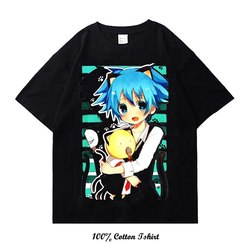 

Assassination Classroom Hip Hop Black Streetwear Japanese Anime Print T Shirt Harajuku Cotton Casual Tshirt Summer Short