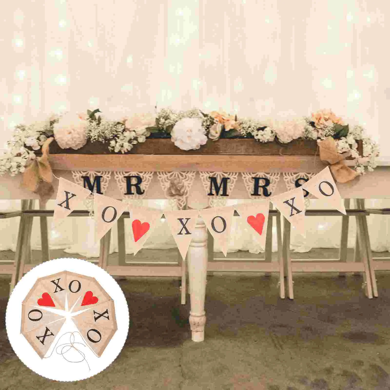 

Banner Bridal Shower Wedding Party Decor Linen Pennant Letter Bunting Decorations Anniversary Banners Engagement Valentine