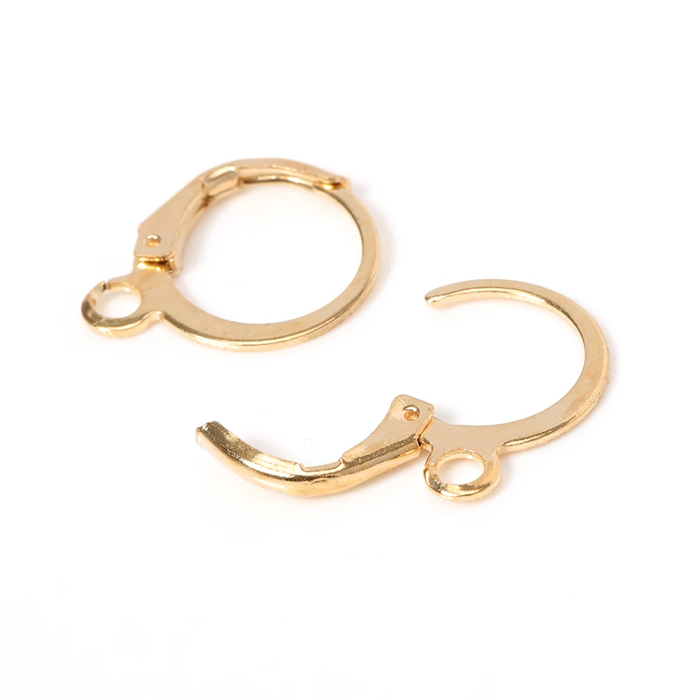 50pcs/lot 13x15mm French Earring Hook Base Open Loop Setting for DIY Hoop Earring Clips Clasp Earwire Jewelry Making Accessories