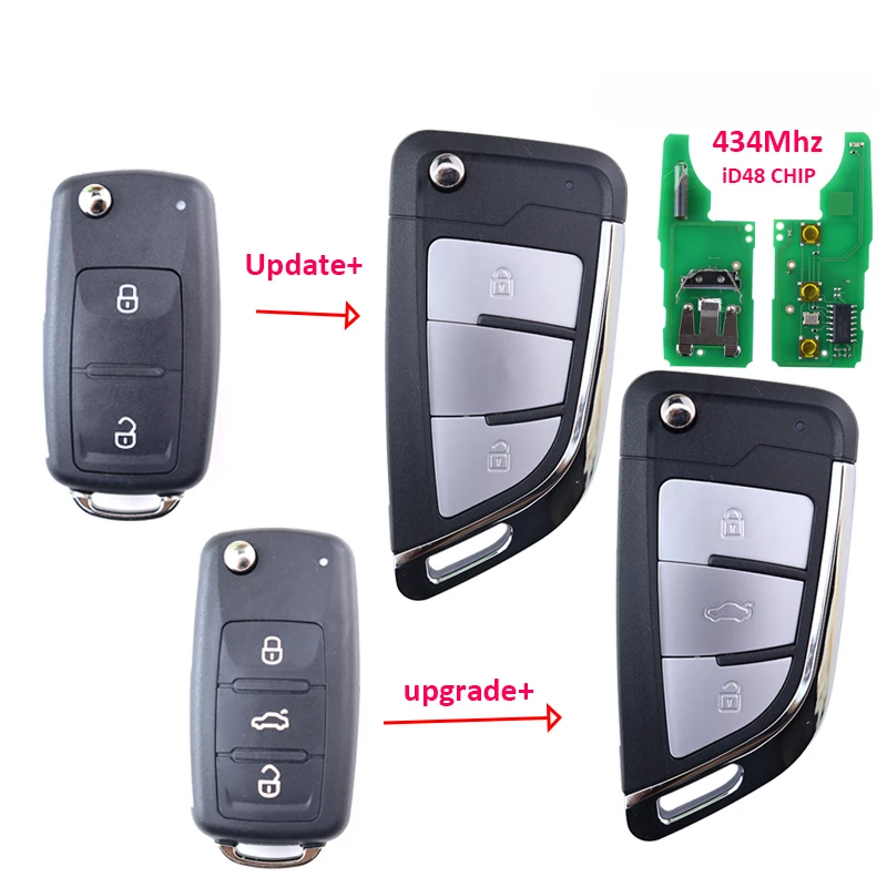 5К 0837202 AD 434 МГц ID48 ЧИП Автомобильный брелок с дистанционным управлением для VW