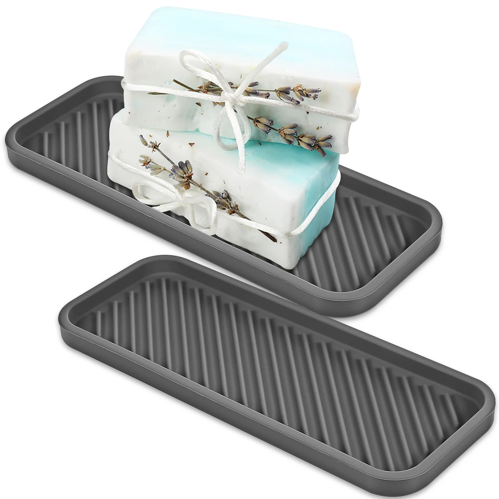 

2 Pcs Silicone Frame Sink Sponge Holder Travel Tray Cleaning Soap Dish Kitchen Household