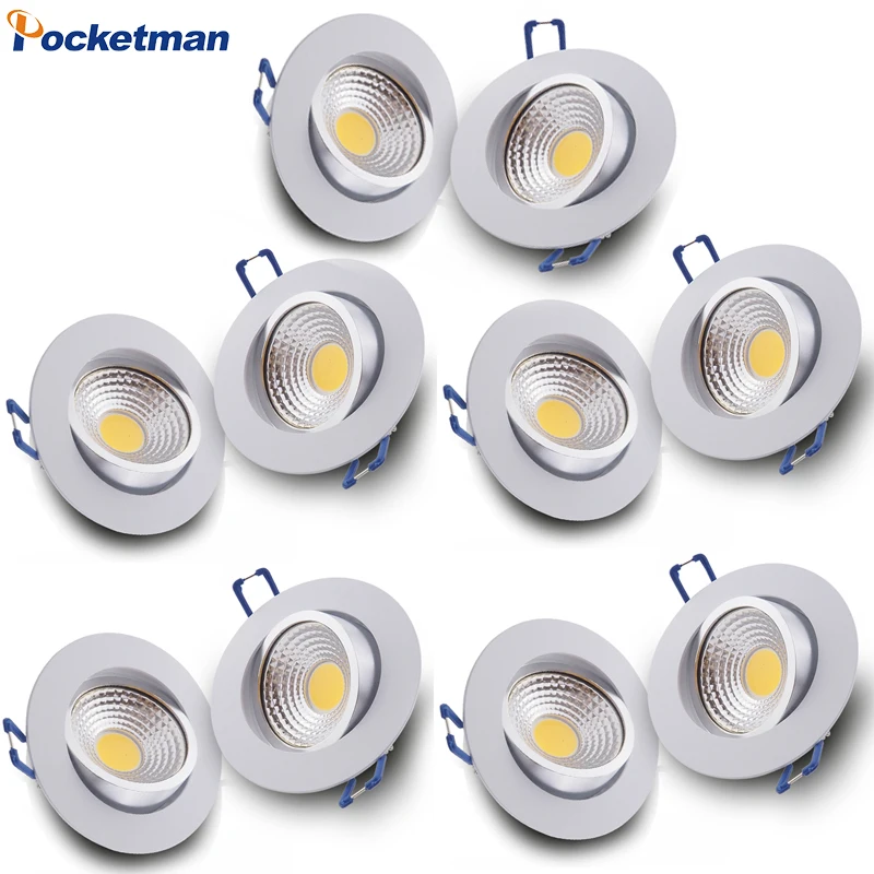 

10Pcs/lots Ceiling Spot 85-265V LED Downlight Round Recessed Lamp Bedroom Kitchen Indoor LED Spot Lighting Led Spot 220v