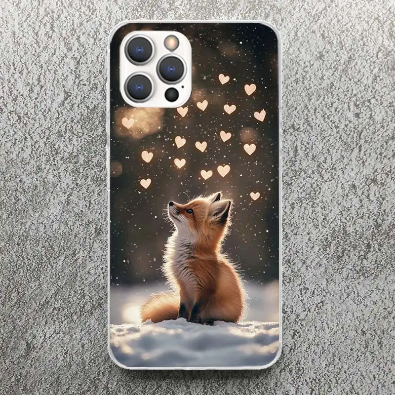 Фото Чехол для телефона Animal Fox для iPhone 13 12 Mini 11 Pro Max XS XR X Max 7 Plus 8 SE 6 6S 5 5S Мягкий силиконовый чехол с принтом №3