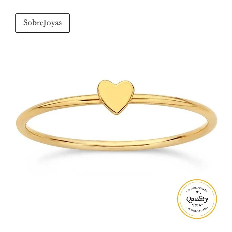 Штабелируемое кольцо в форме сердца Золотое 14 карат 3 5 мм ювелирные изделия стиле