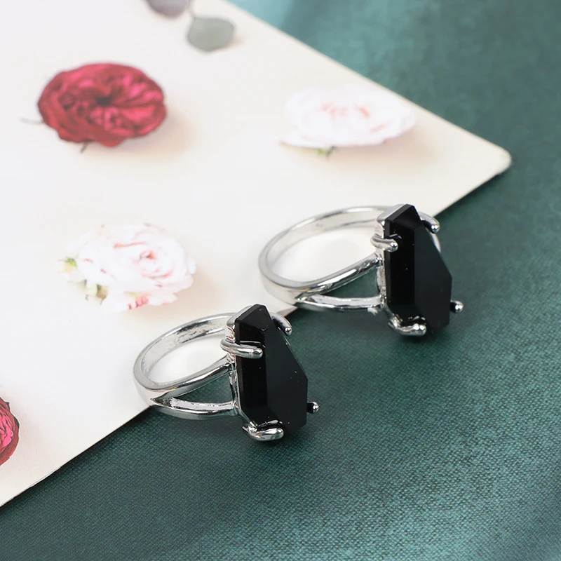 1 шт. винтажные панковские готические черные кольца с имитацией циркония для