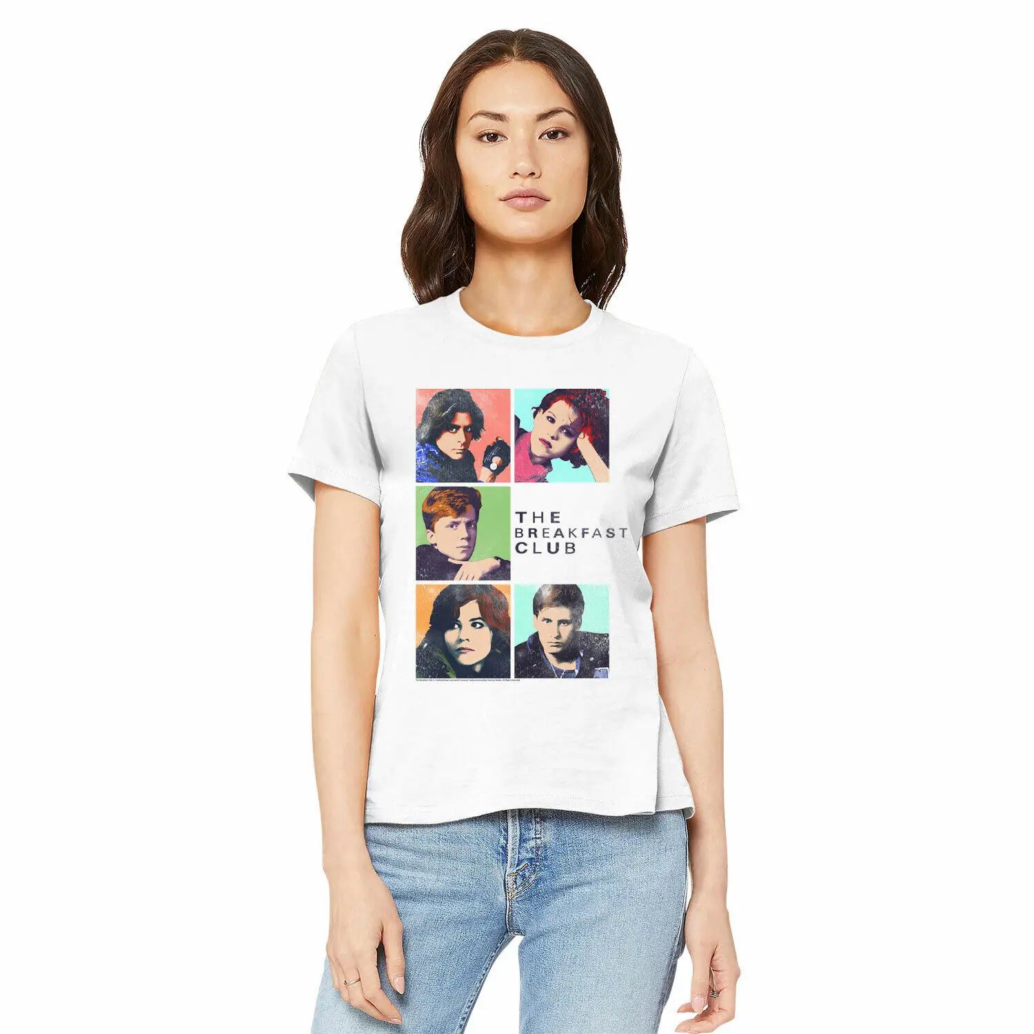 Женская футболка с изображением задержания в клубе на завтрак Цветной портрет