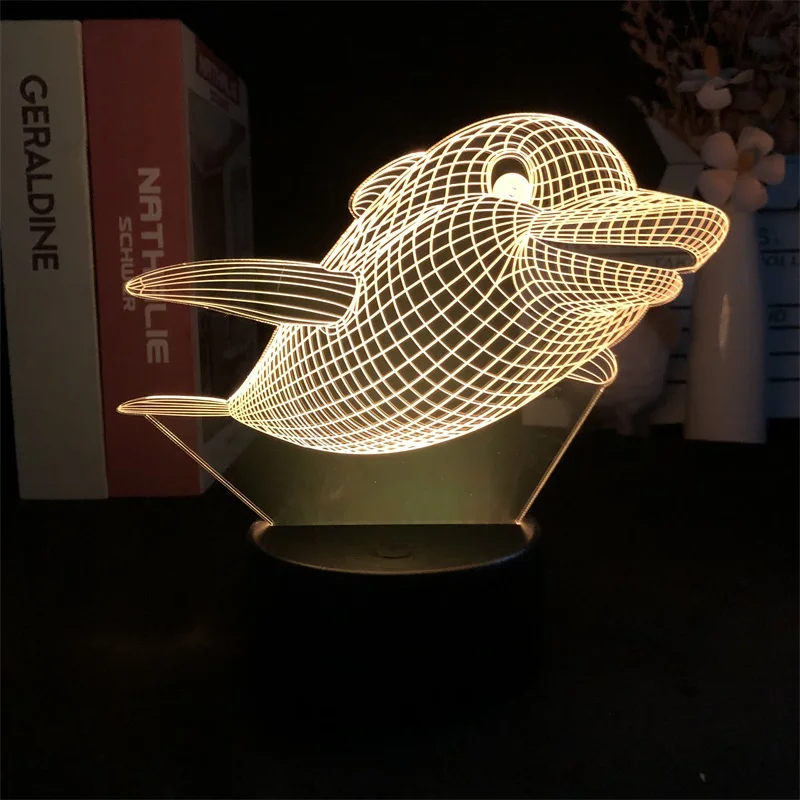 

Night Lamp Alarm Clock Base Light Dolphins Animal Color with Remote Living Room Table Dropship Lovely Present Girl Delivery