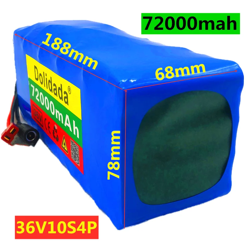 

NEW 36V battery 10S4P 72Ah battery pack 500W high power battery 42V 72000mAh Ebike electric bike BMS