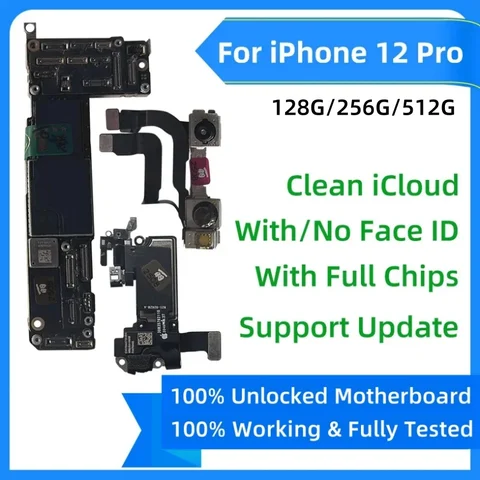 Полностью протестирована, разблокированная материнская плата для iphone 12 Pro max с поддержкой Face ID, обновление для iphone 12 mini Clean iCloud Logic Board