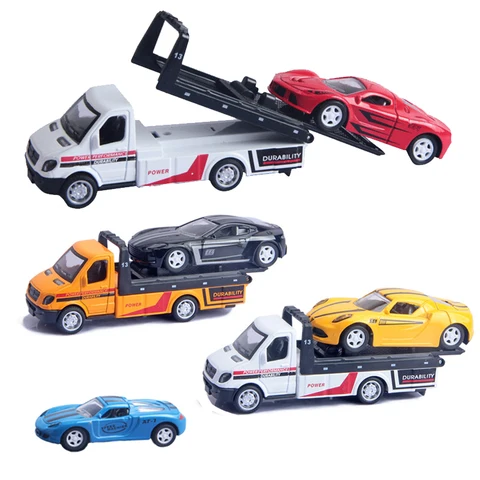 Спасательный автомобиль-эвакуатор из сплава на платформе, игрушечный автомобиль-седан, модель для мальчиков, подарок на день рождения, минивэн, игровой домик, игрушка