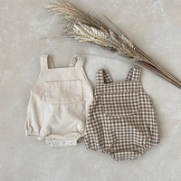 baby girl corduroy bodysuit for newborns solid plaid strap rompers playsuits spring autumn cotton sleeveless kids boys clothes