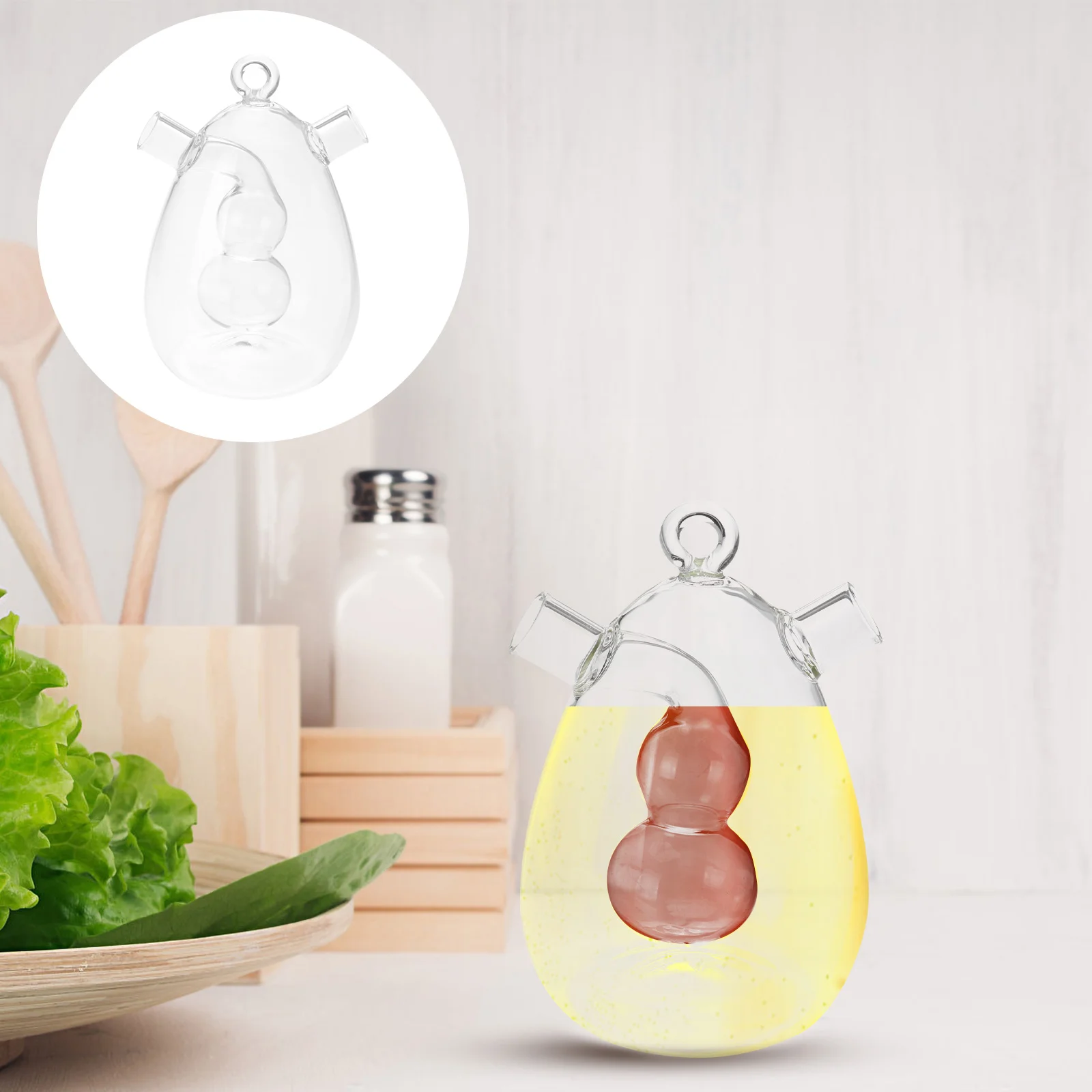 

Oil Bottle Dispenser Outlet Olive Jar Sauce Vinegar Galss Double Cruet Spout