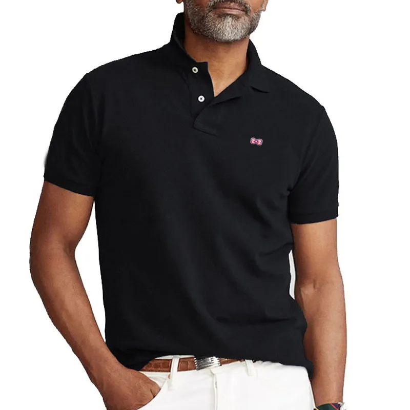 

Мужская хлопковая рубашка-поло с отложным воротником, с коротким рукавом