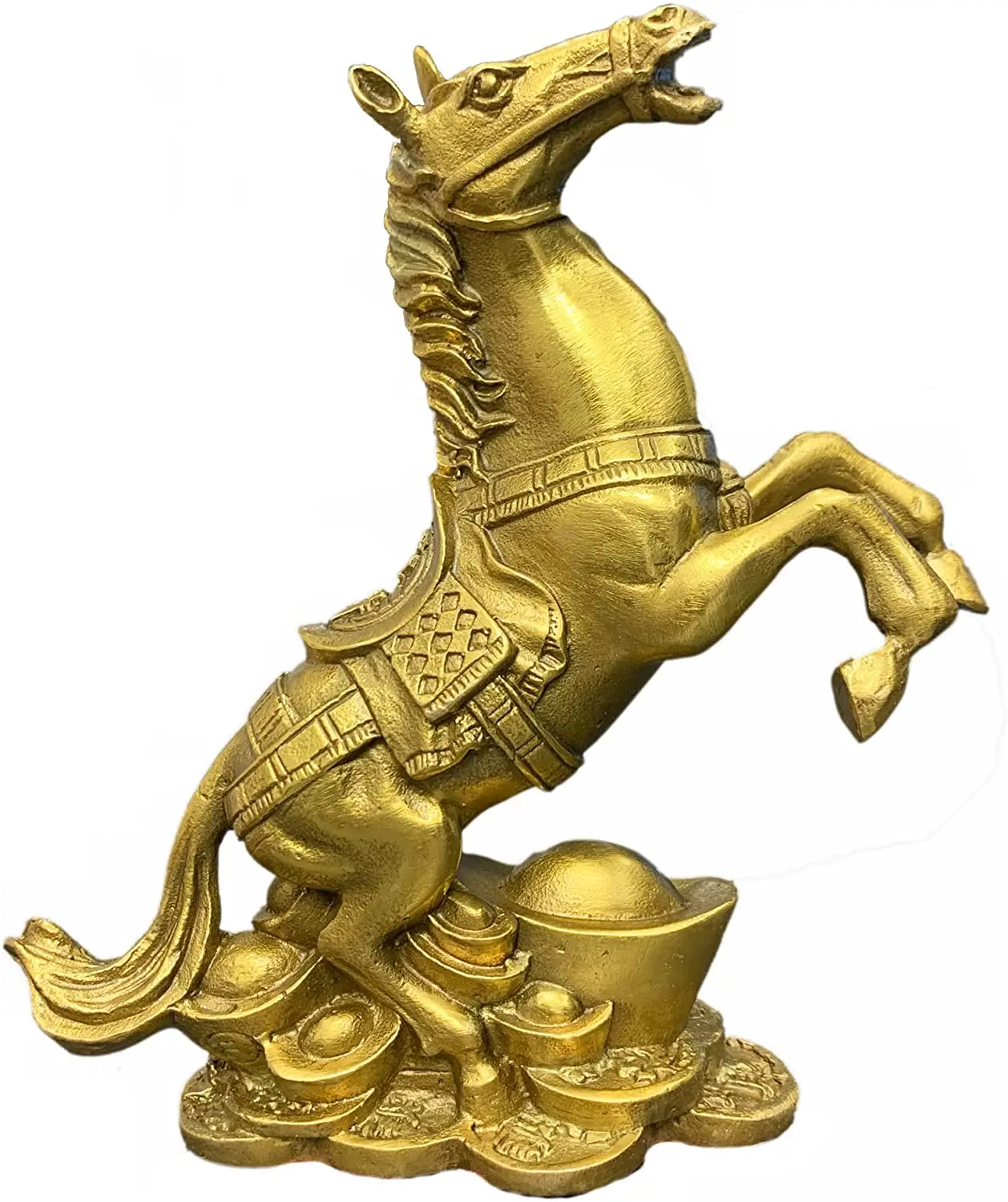 

Feng Shui Rich Horse Brass Statue Home Decor Figurine Attract Money and Good Luck Wealth Decoration Sculpture Golden(5.