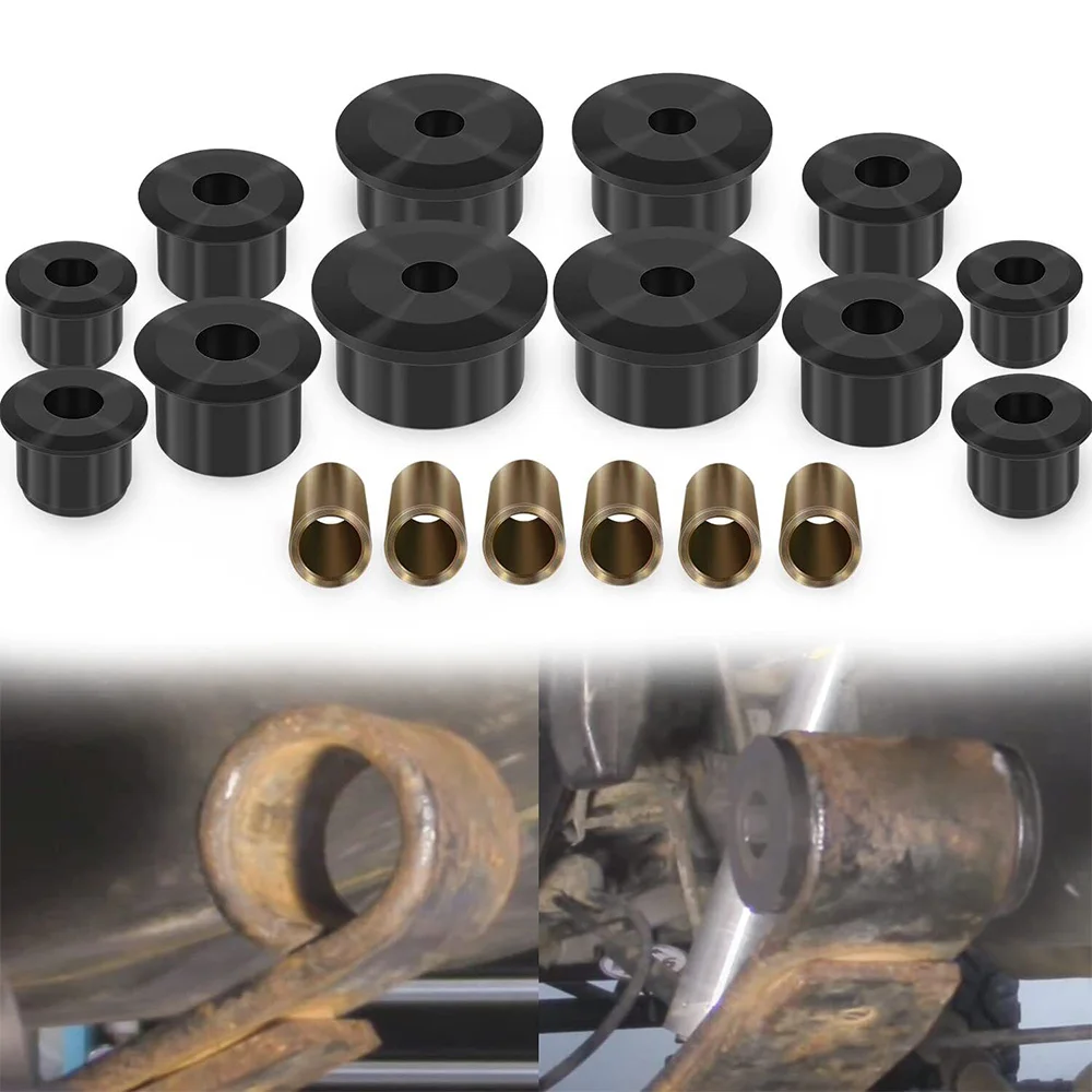 

ChuangQian KJ02008BK Leaf Spring eye Bushings for Jeep Cherokee Wagoneer Comanche 12 Polyurethane Bushings + 6 Metal Sleeves