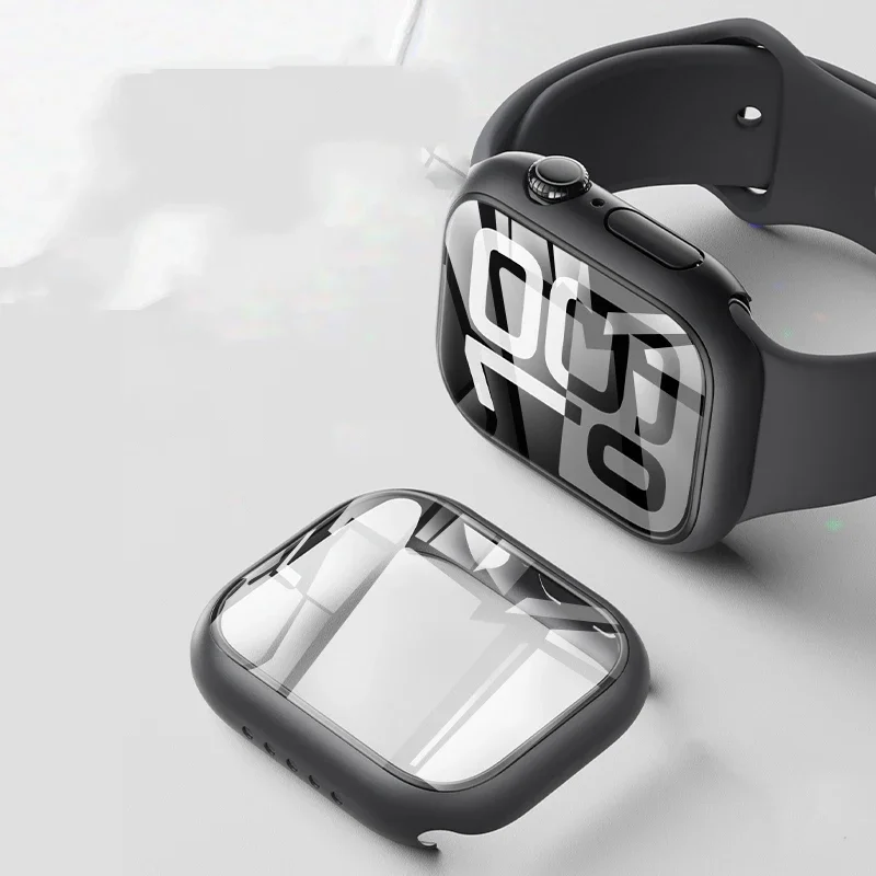 Фото Закаленное стекло + чехол для Apple Watch 10, 42 мм, 46 мм, матовый жесткий бампер для ПК, защитный чехол для экрана iWatch series 10, 42/46, аксессуары №2