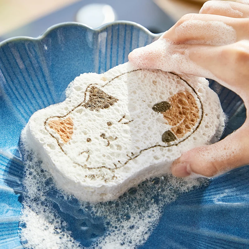 

Non-stick Compressed Wood Pulp Sponge Cartoon Dish Cloths Oil Remove Magic Wipes Dishwashing Sponge Cleaning Tools For Kitchen