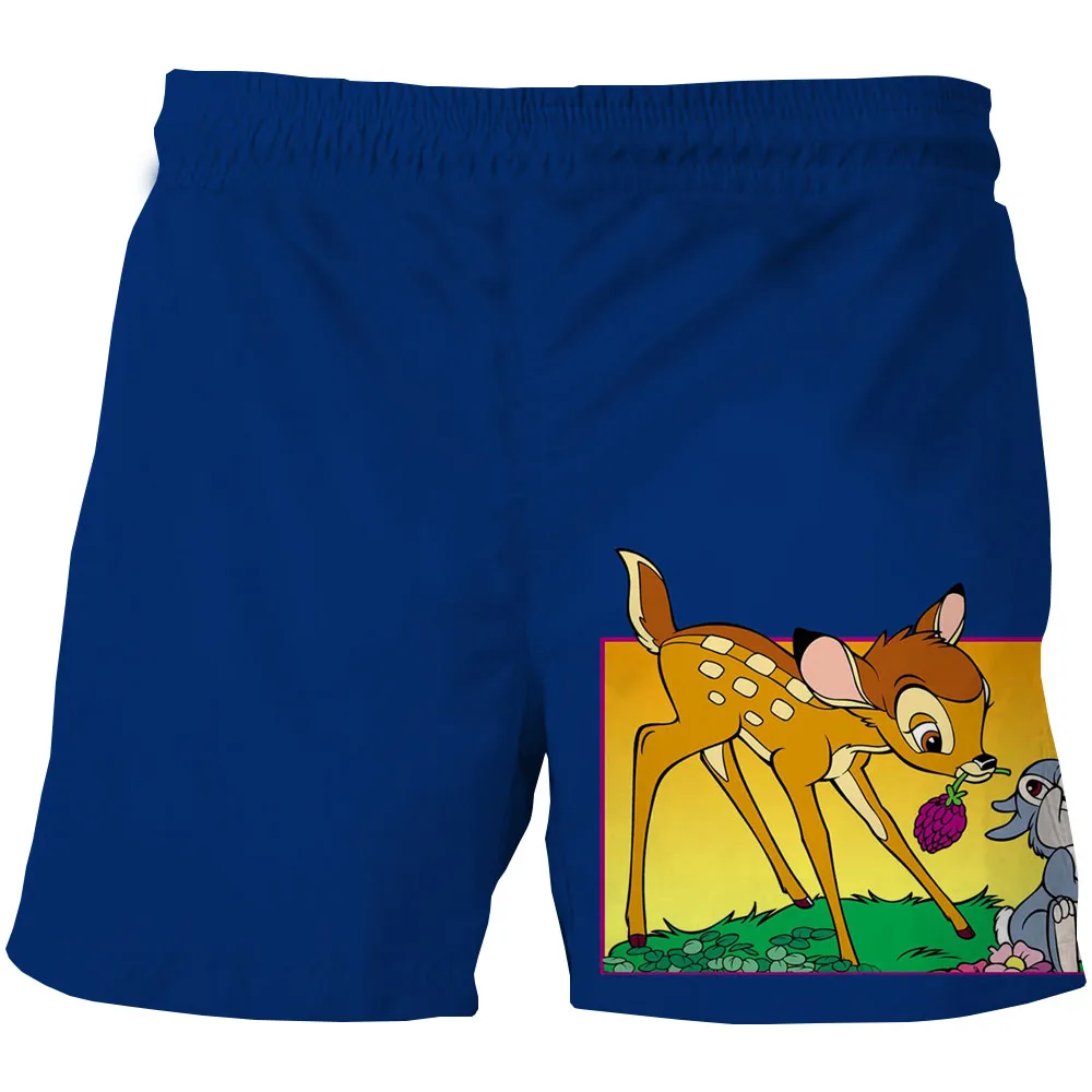 Disney Bambi New Fashion Summer Girls Boy Kids Sport Shorts Fashion Tie-dye Casual  Pants Trousers Bottoms Beach Short Clothes