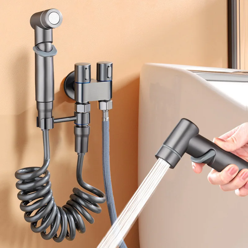 Hygienic Shower for Bathroom Toilet Bidet Shower Head Double Outlet Angle Valve Sets of Bathroom Accessories Bidet Toilet Seat