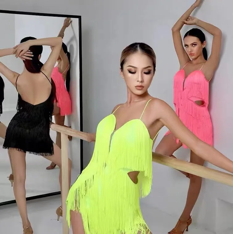 

Women Latin Dance Dress Irregular Skirt tango Salsa Cha Cha Samba Rumba Dancing Practice Costumes Sexy Dress