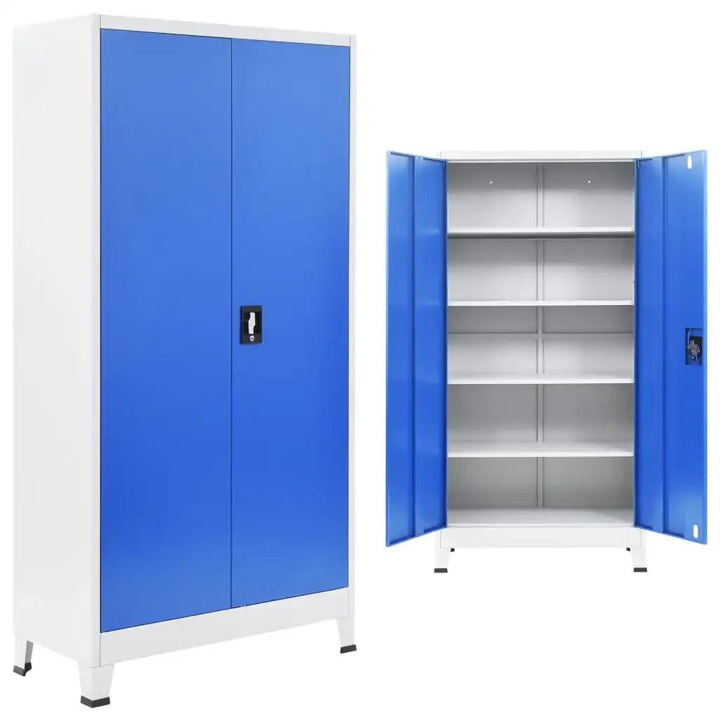 

Locker Locking Large Storage Office Cabinet Metal Cabinets Home School 35.4"x15.7"x70.9" Gray and Blue