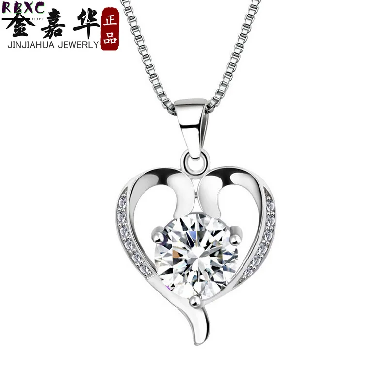 

RBXC Love Heart Silver Pendant Necklace Original Tibetan Silver S925 Choker Statement Necklace Women Fashion Jewelry WN5