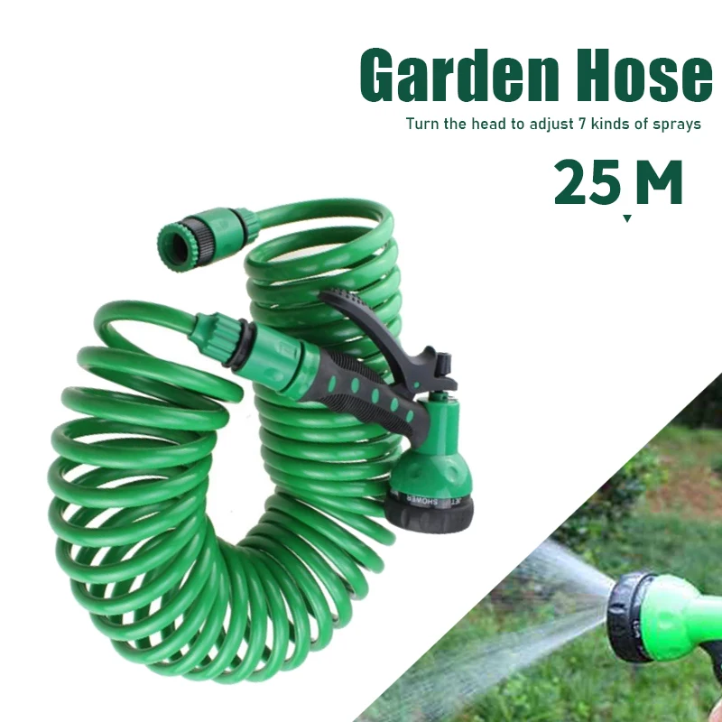 

25m Flexible Car Wash Water Gun Garden Spring Hose Garden Hose Plastic Spray Gun Garden Irrigation Hose Watering Supplies