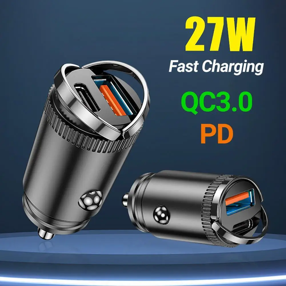 

Car Charger 27W USB Quick Charge QC 3.0 Type C Car Fast Charging Cigarette Socket Lighter For IPhone Huawei Power Adapter