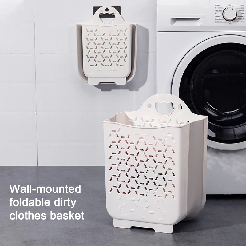 

Wall-mounted Laundry Baskets Folding Laundry Basket Household Dirty Clothes Storage Basket Portable Punch-Free Clothes Bucket