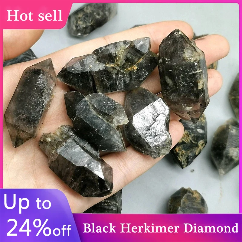 

Natural Black Herkimer Diamond Reiki Healing Point Power Stone DIY Collection Precious Gift 10-30g Wholesale