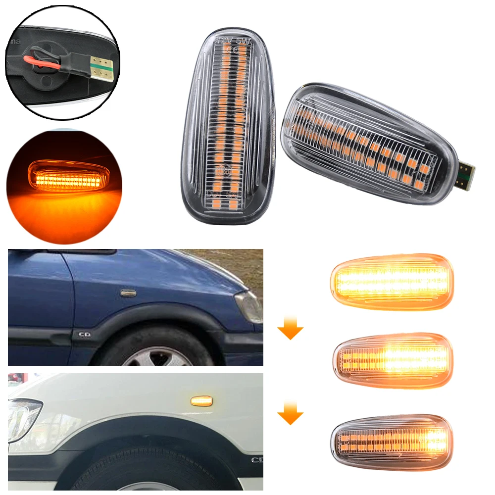 Фото 2x динамический указатель поворота для Opel Zafira A 1999-2005 для Opel Astra G 1998-2009, боковой габаритный фонарь, последовательный поворотник №5