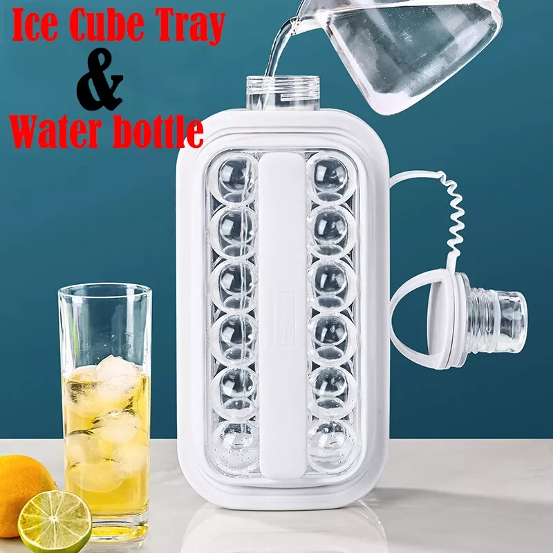 Portable Ice Ball Maker Ice Mold 2-in-1 Kettle Ice Cube Trays for Freezer with Bin Round Square Diamond Large Mini Ice Cubes New