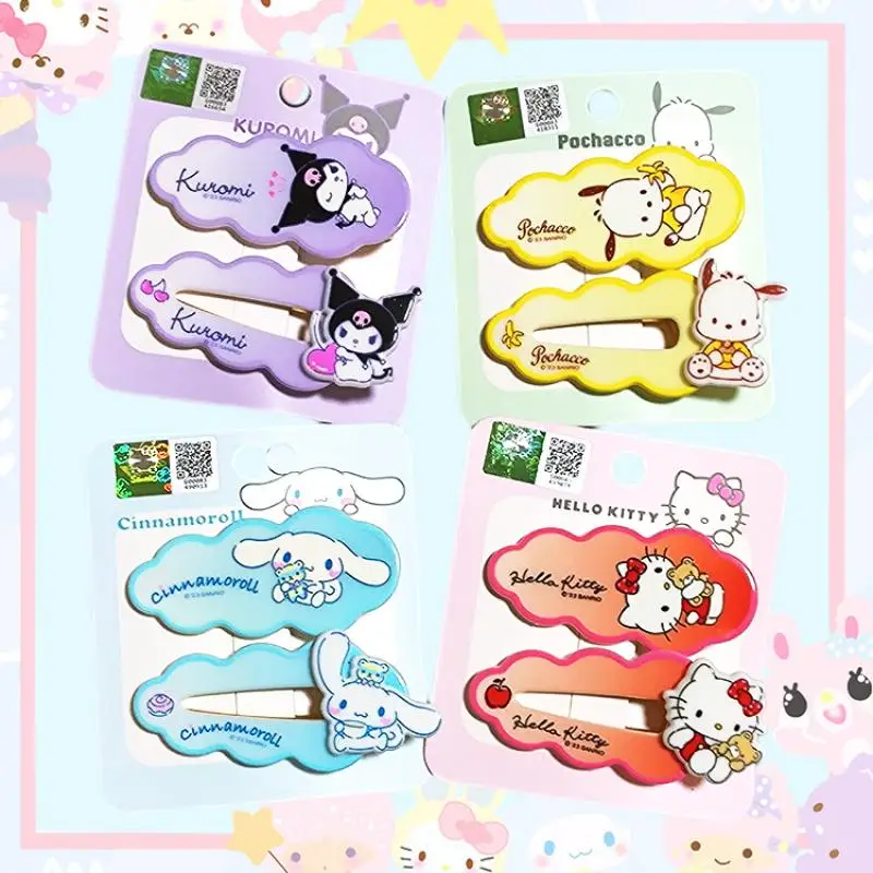 

2Pcs Sanrioed Hairpins Kawaii Summer Bangs Clips Hair Decoration Anime Pochacco Cinnamoroll Hello Kitty Cute Kids Girls Gifts