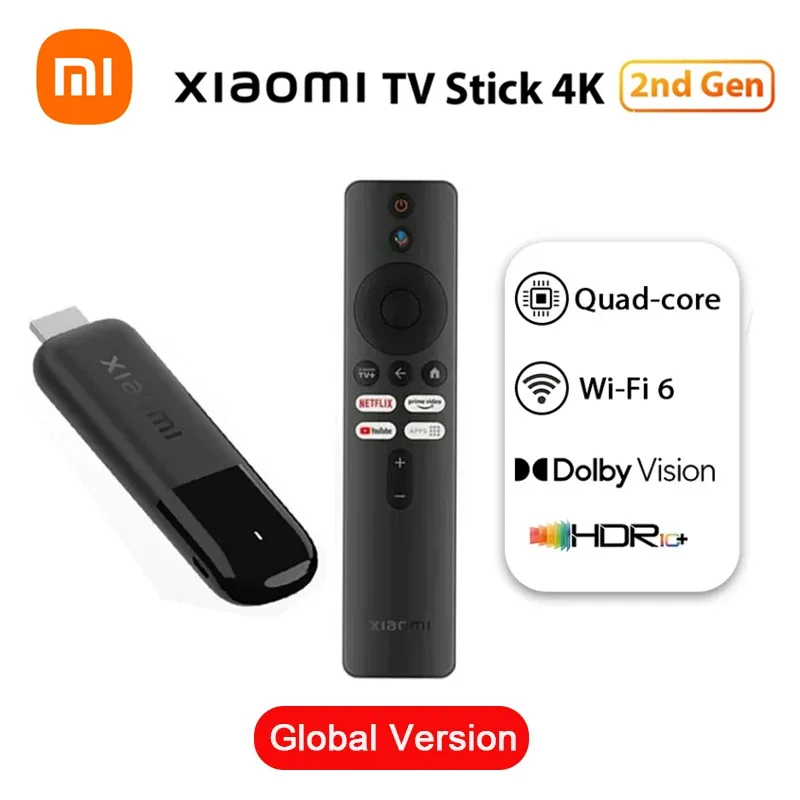 Фото Xiaomi TV Stick 4K Потоковое устройство 2-го поколения с Google Assistant HDR10+ Bluetooth 4K Медиаплеер Пульт дистанционного управления №1