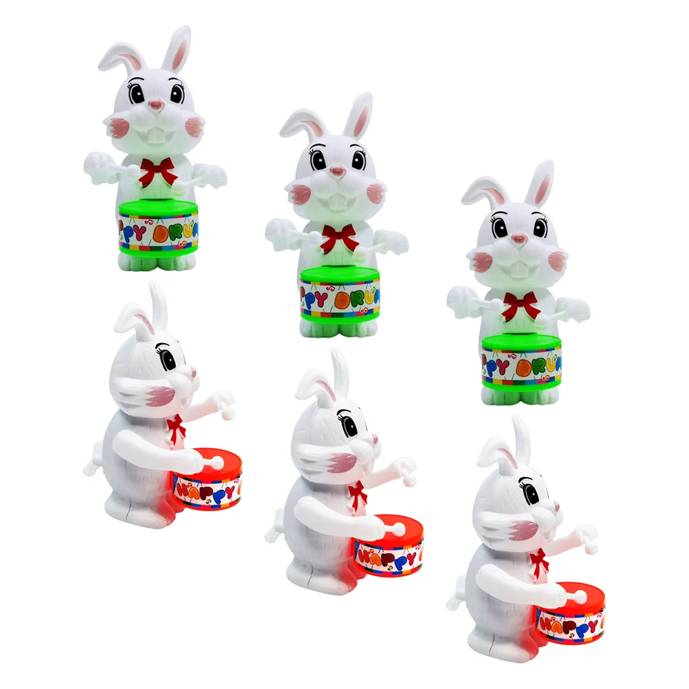 

6Pcs Wind-up Rabbit Drum Beating Desktop Pressure-relief Clockwork for Kids
